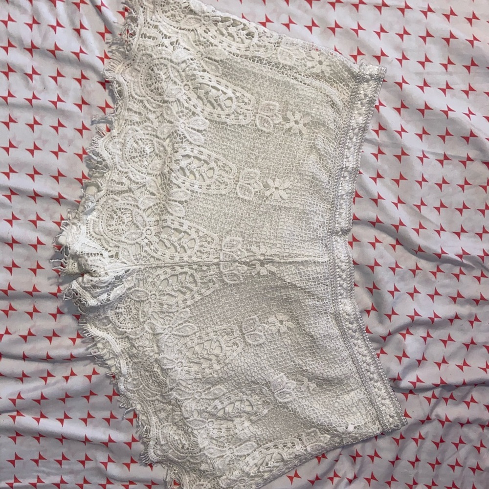 Off White macrame elastic shorts